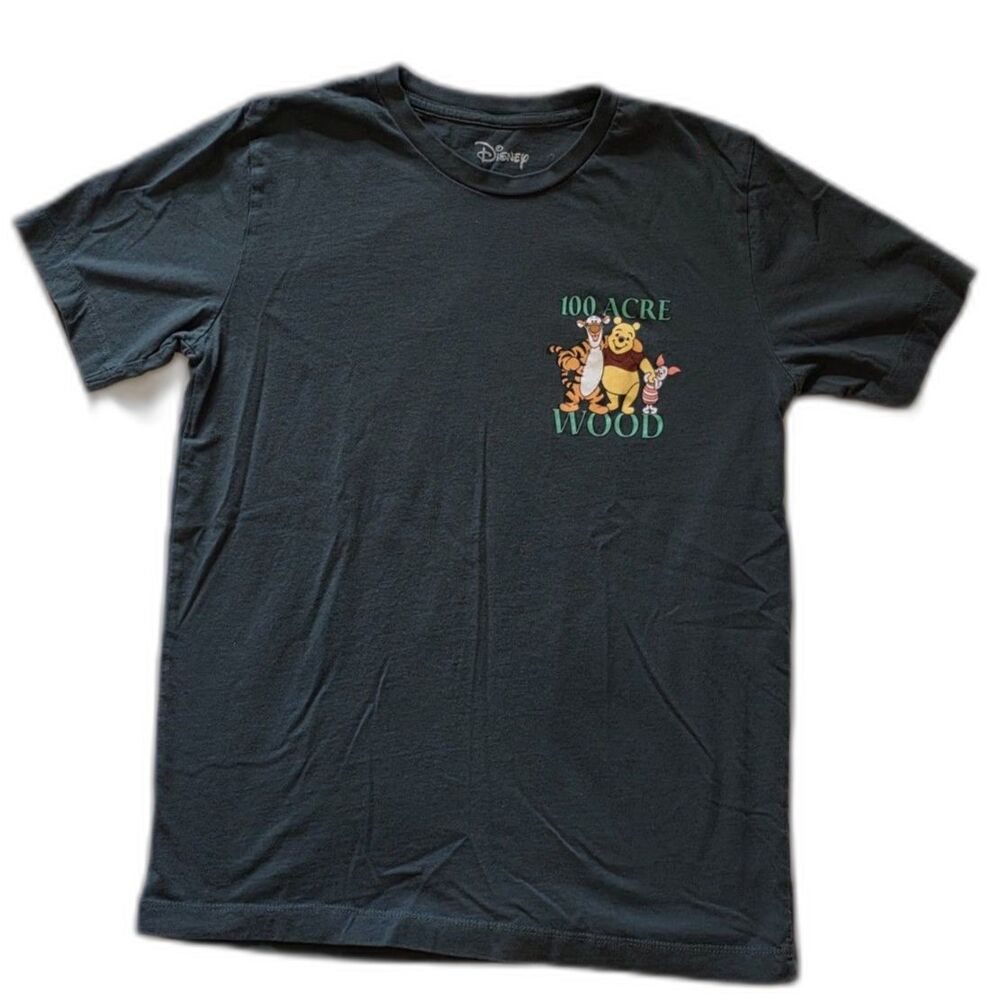 Disney Winnie the Pooh "100 Acre Wood" Map Dark Green T-Shirt Women's Small